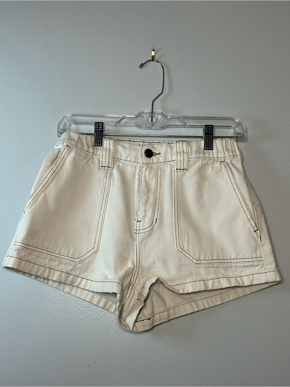 PacSun High-Waist Cream Utility Shorts